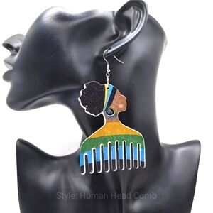 Colorful Afro Comb Earrings